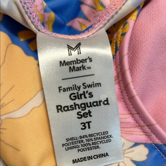 3/$20 Tropical Floral Kids Bikini Set - Blue and Pink - Picture 3 of 3